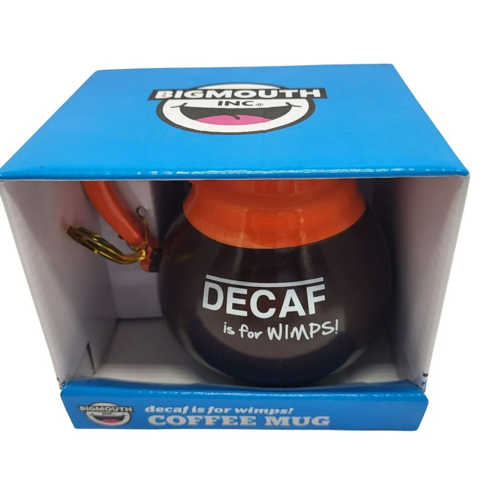 Kohls Bigmouth Inc. 16 Oz Decaf Is For Wimps Ceramic Coffee Mug Brown Orange